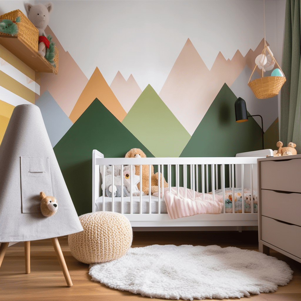 Chambre bébé mur montagne