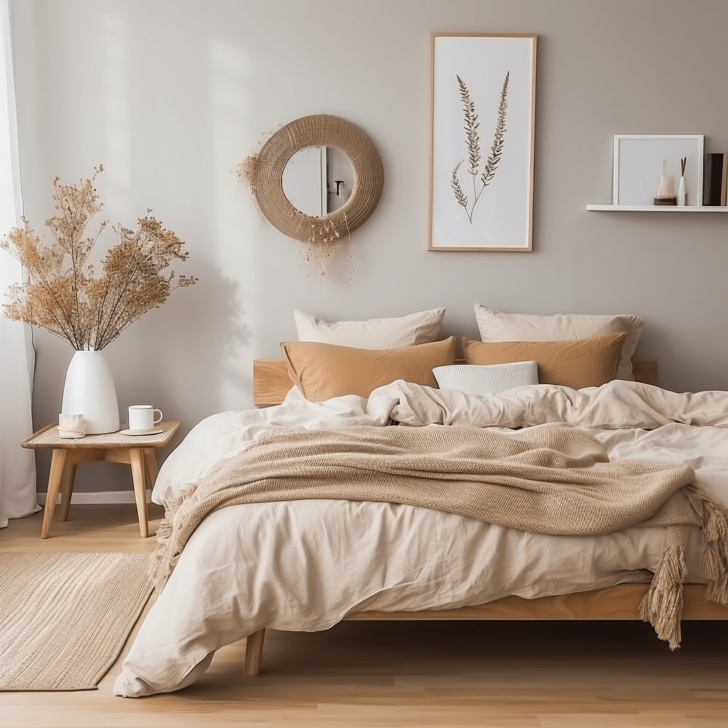 décoration chambre beige et blanc