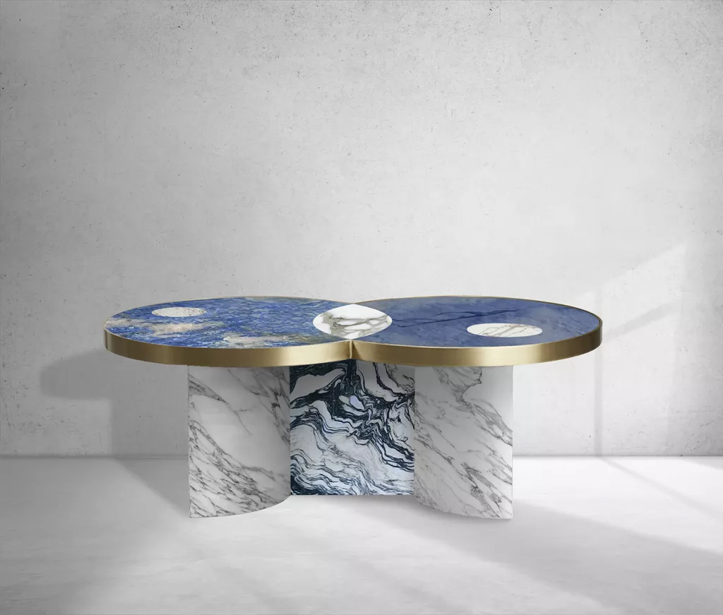 table basse marbre bleu