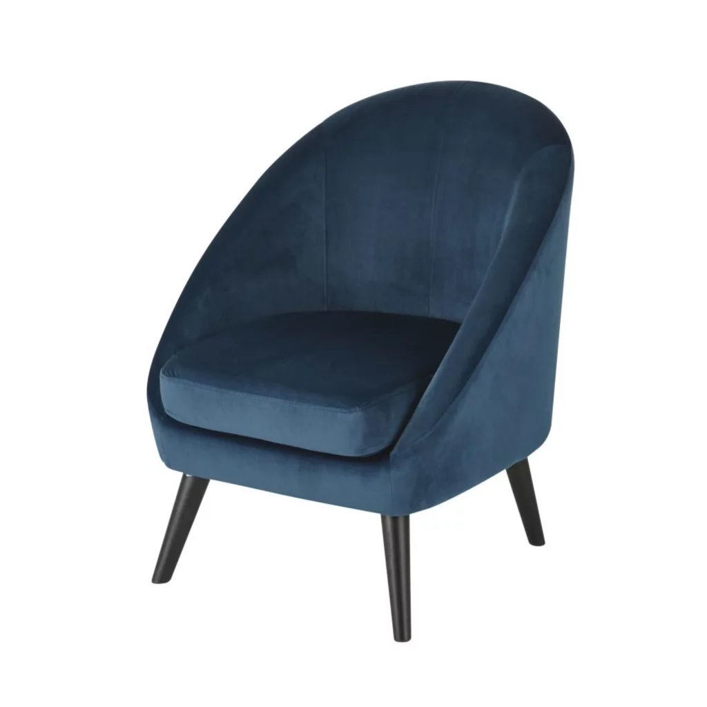 fauteuil en velours bleu nuit