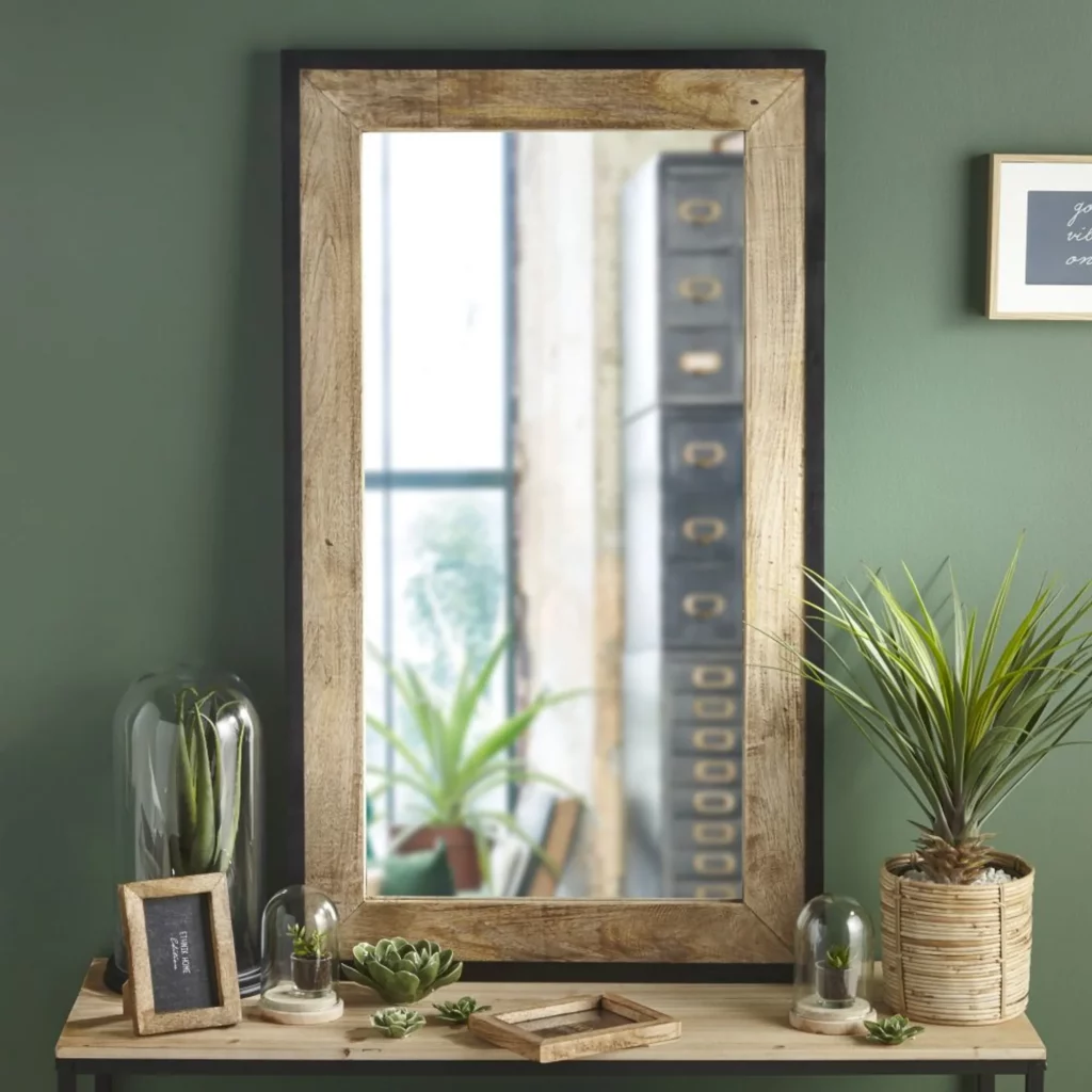 miroir en bois de manguier