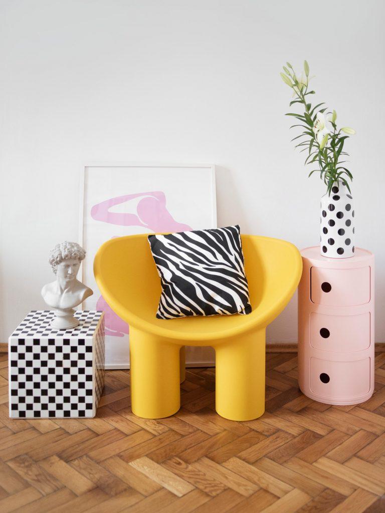 fauteuil roly poly jaune