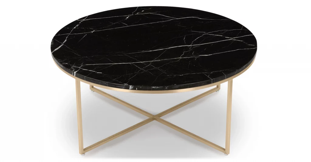table basse ronde en marbre noir