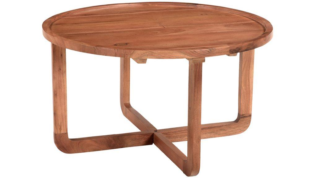 table basse ronde en acacia