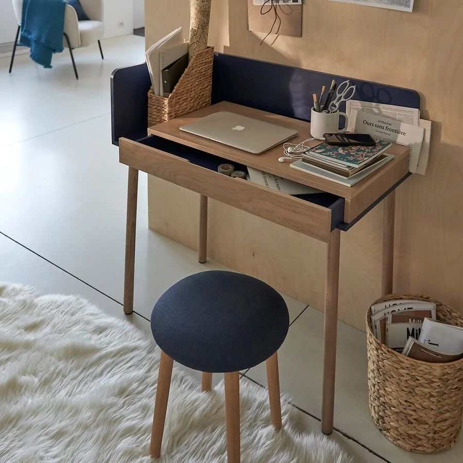 Bureau PC Industriel 120cm Avec Tiroir Et Rangement - Style Vintage Marron Rustique, Idéal Petit Espace, Gaming Et Travail