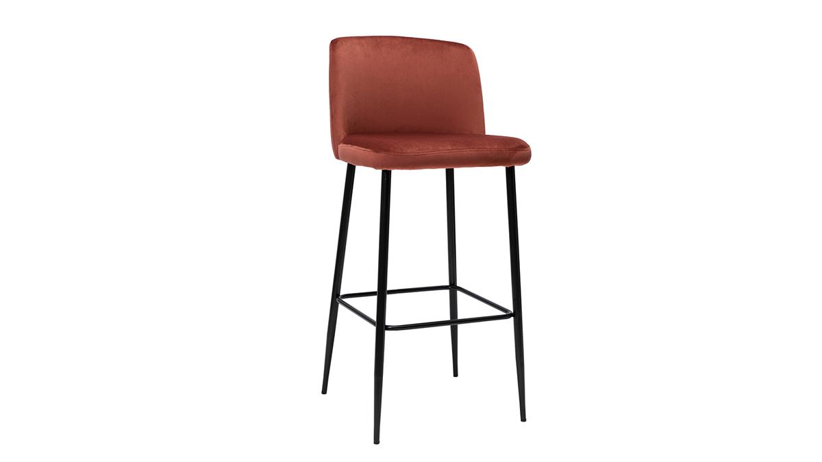 Tabouret De Bar Bleu Velours Style Rétro 50cm Largeur, Hauteur 113cm Par Palazzo INT