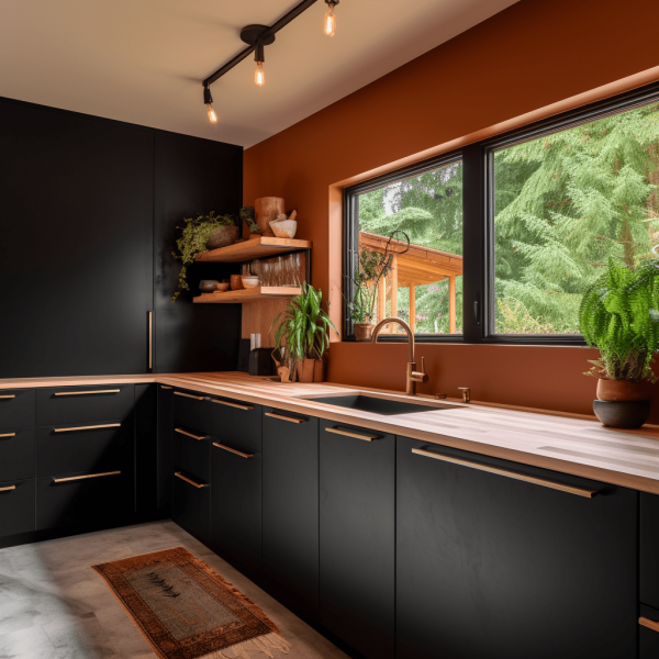 OLYCRAFT Set 9 Pinceaux Peinture Silicone Noir Avec Anche Bois Outil