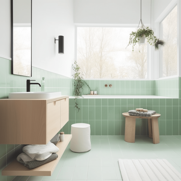 Salle De Bain Blanc Et Vert