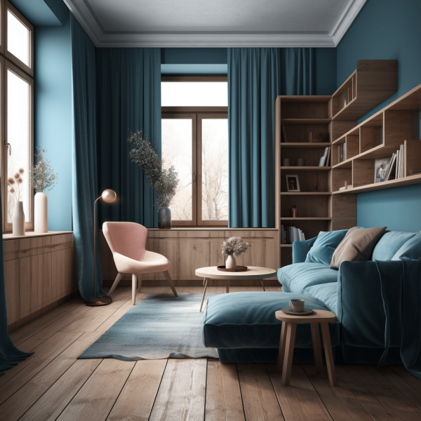 Salon bleu canard et bois : 10 idées pour s’inspirer