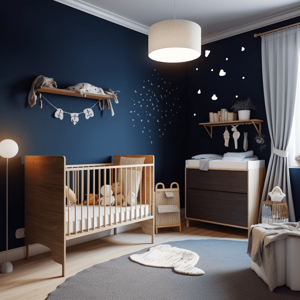 Chambre bébé bleu nuit