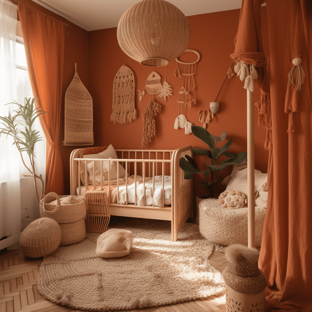 Chambre bébé bohème terracotta