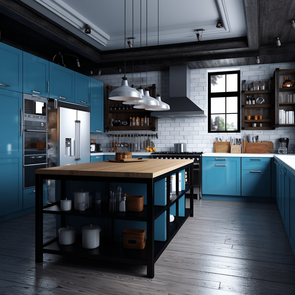 cuisine bleue style industriel