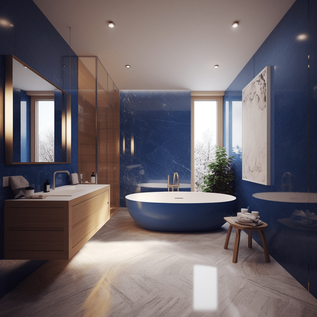 Salle de bains bleu roi