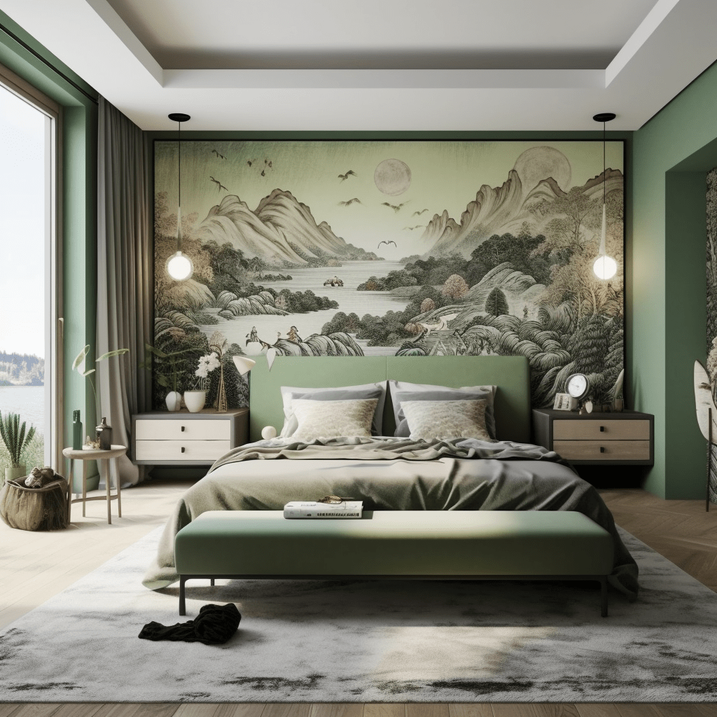 décoration papier peint panoramique chambre adulte