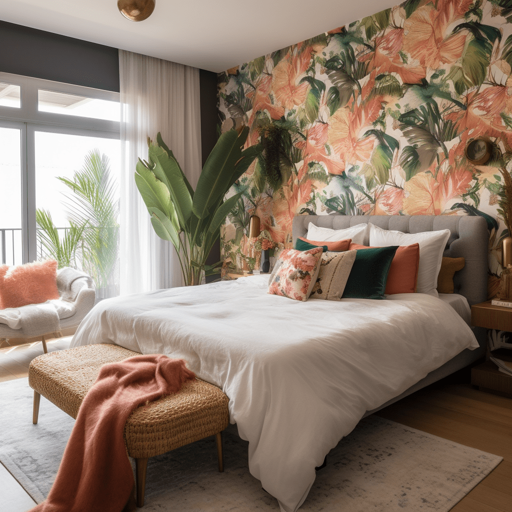 papier peint panoramique chambre adulte floral