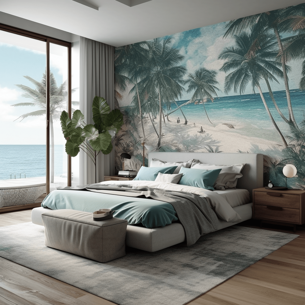 papier peint panoramique chambre adulte tropiques