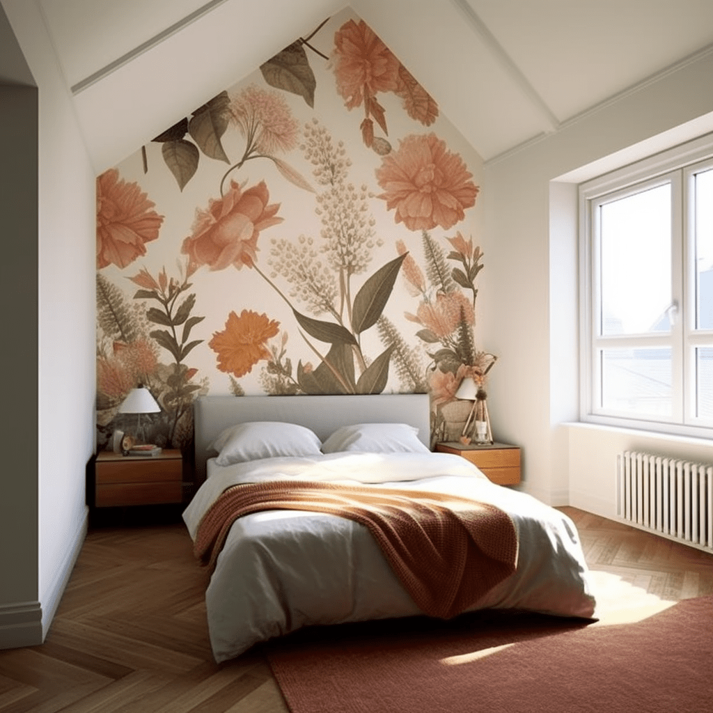 papier peint panoramique pour petite chambre adulte floral