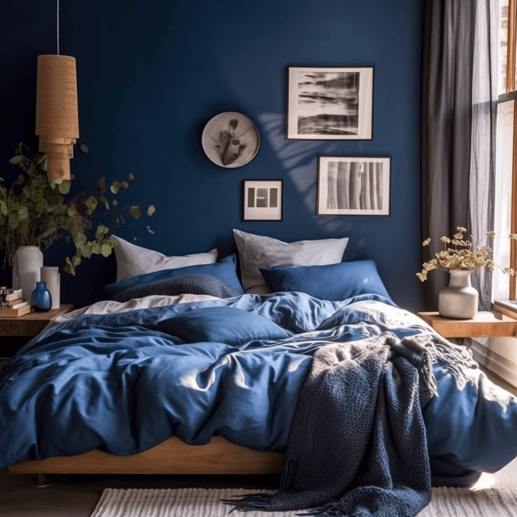 peinture chambre adulte moderne bleu nuit
