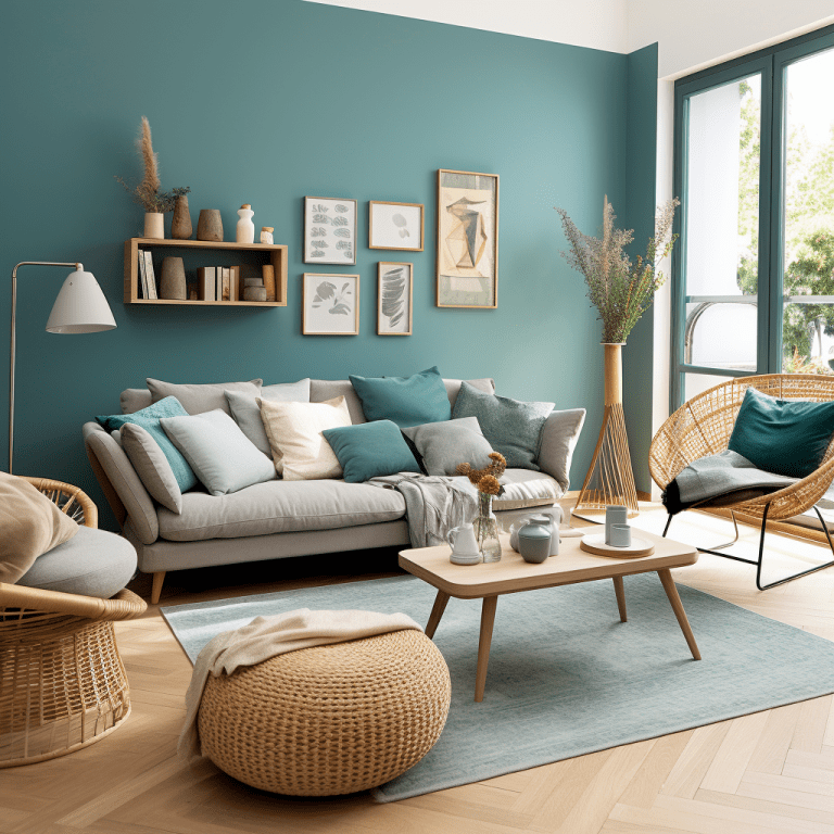 Deco Salon Bleu Gris