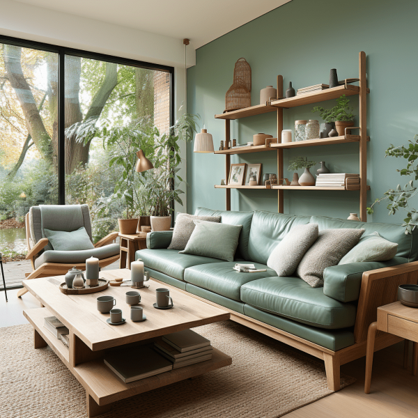 Salon Vert Olive Et Bois