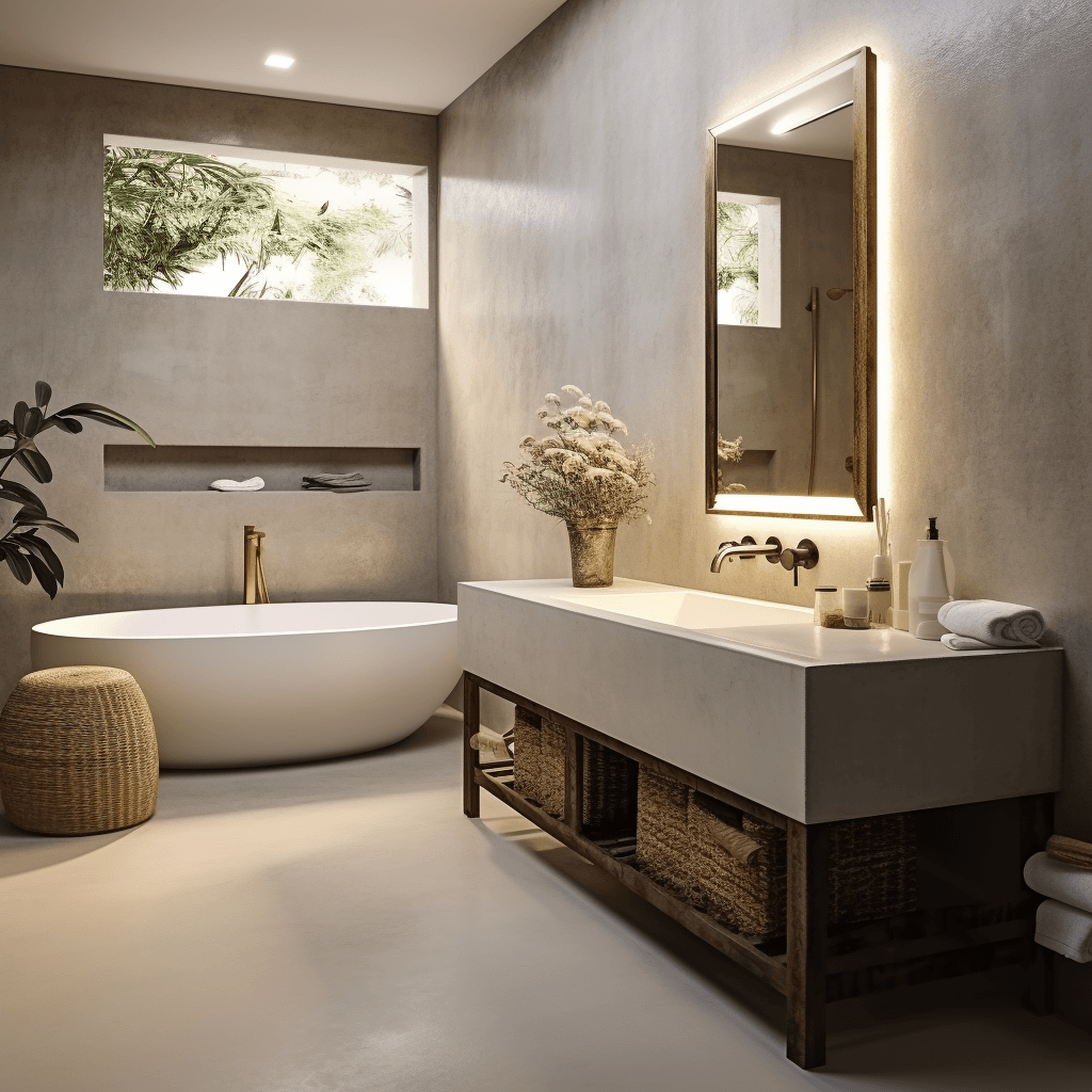 salle de bain moderne béton ciré