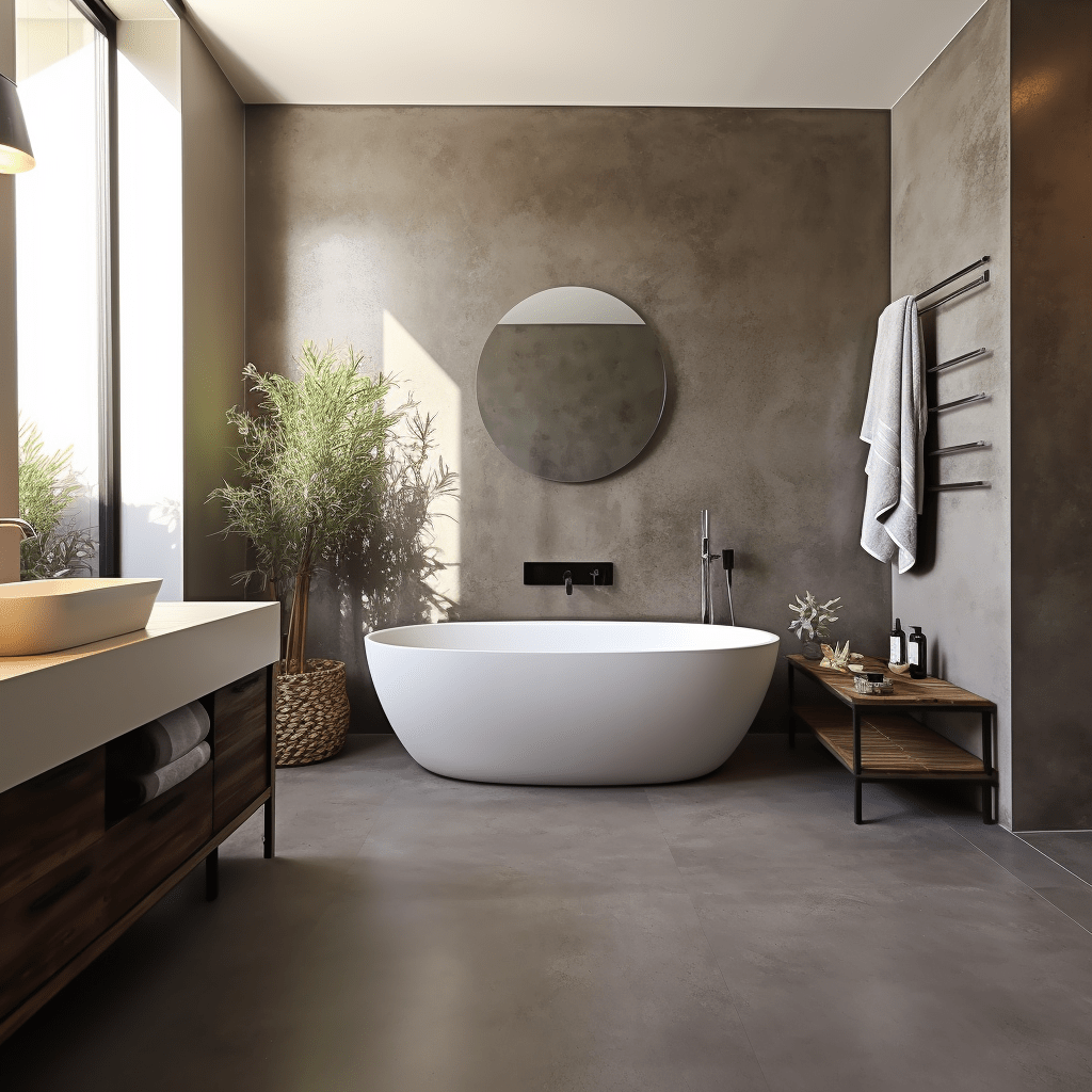salle de bains en béton ciré moderne