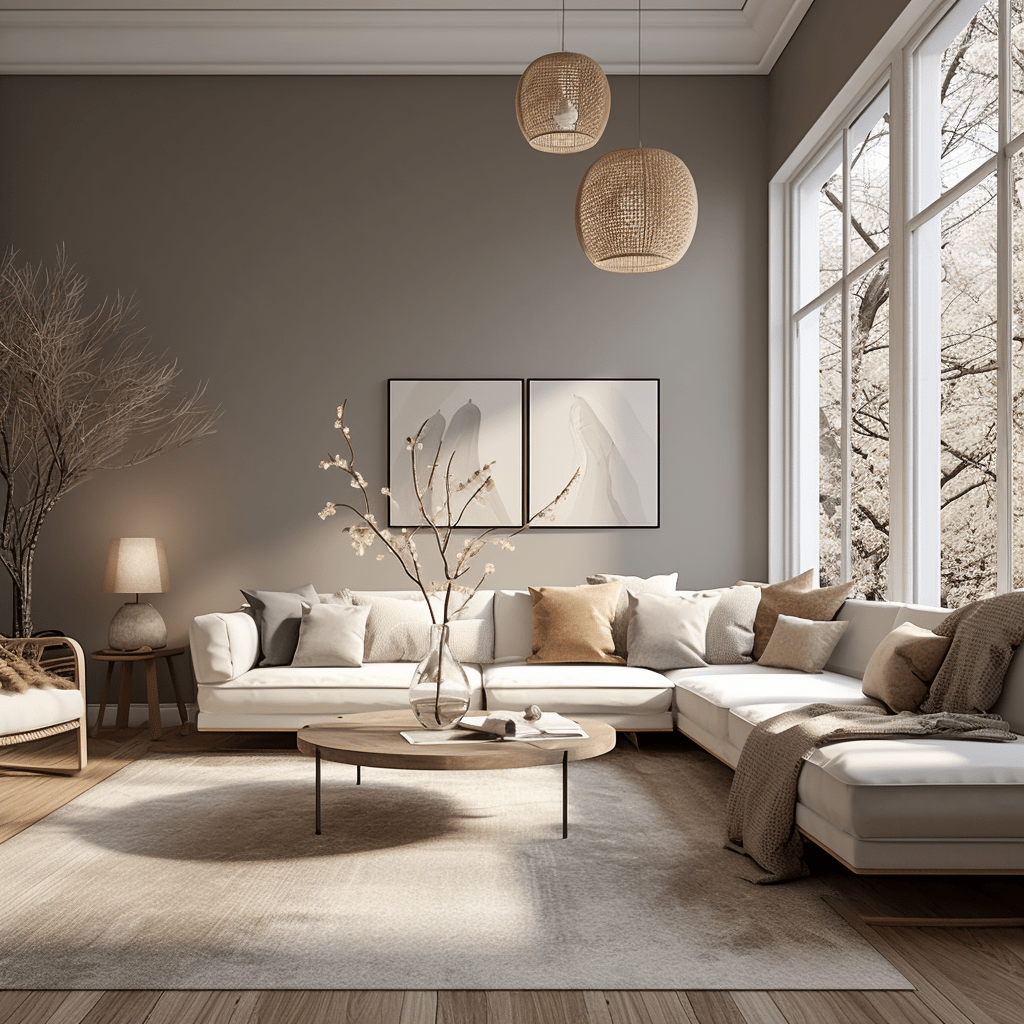 salon moderne gris et blanc
