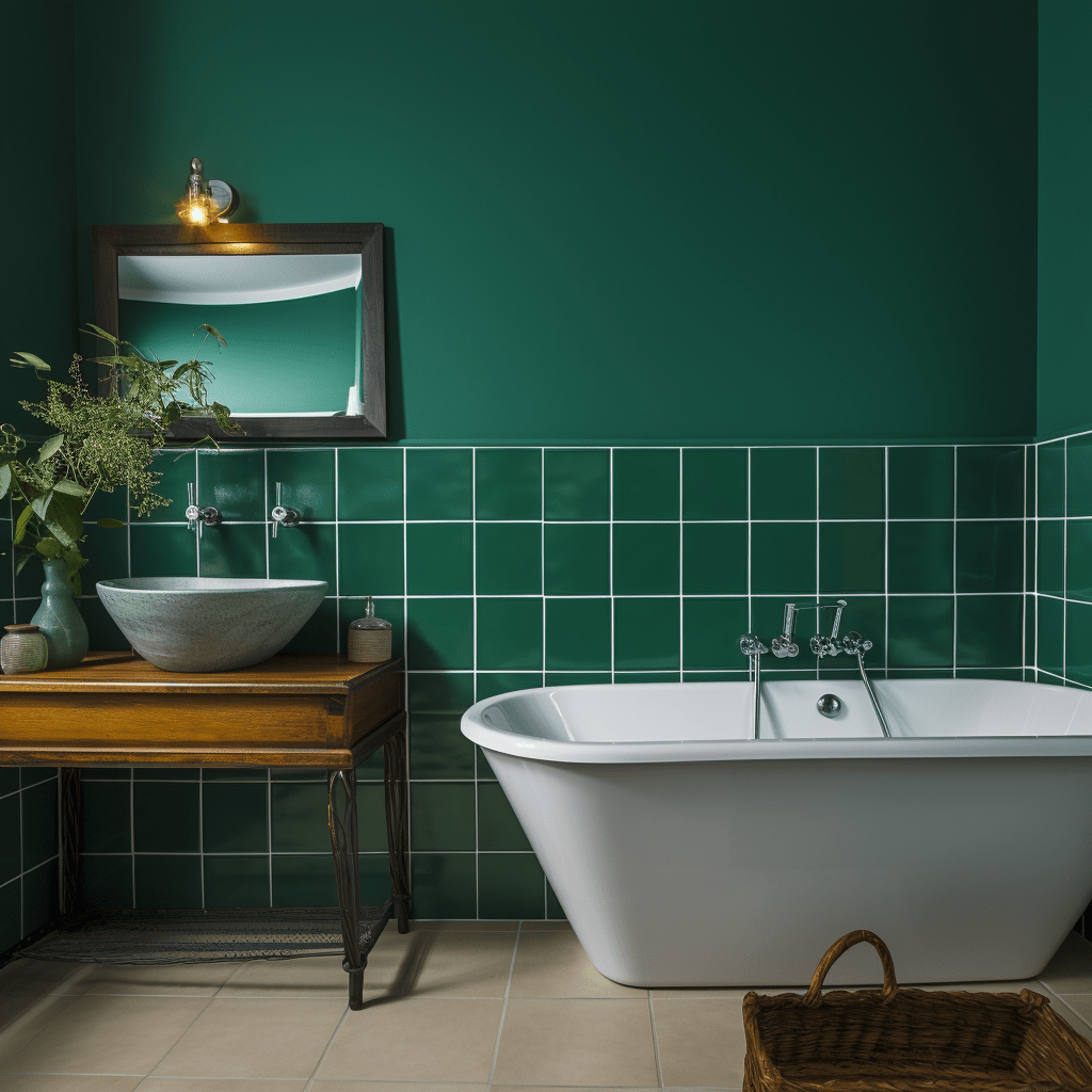 carrelage mural salle de bain couleur vert emeraude
