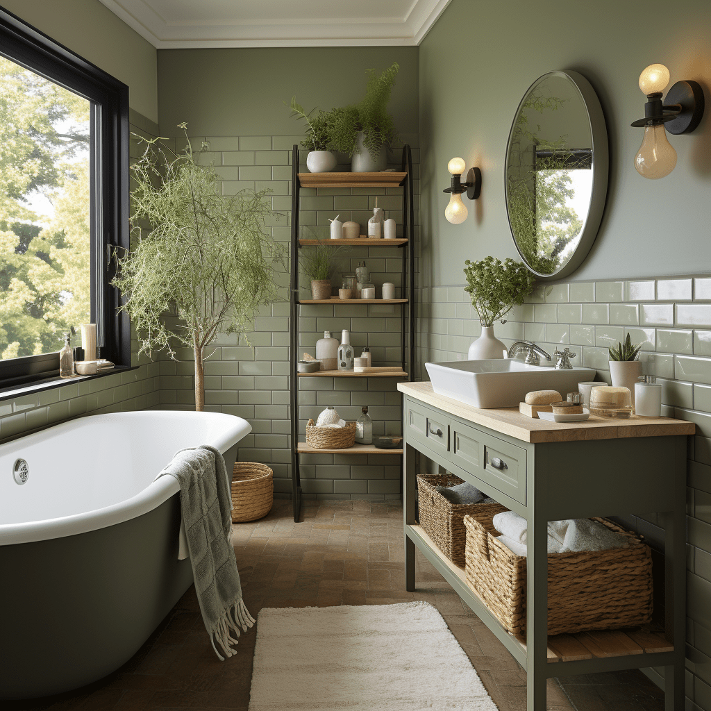 carrelage salle de bain vert olive