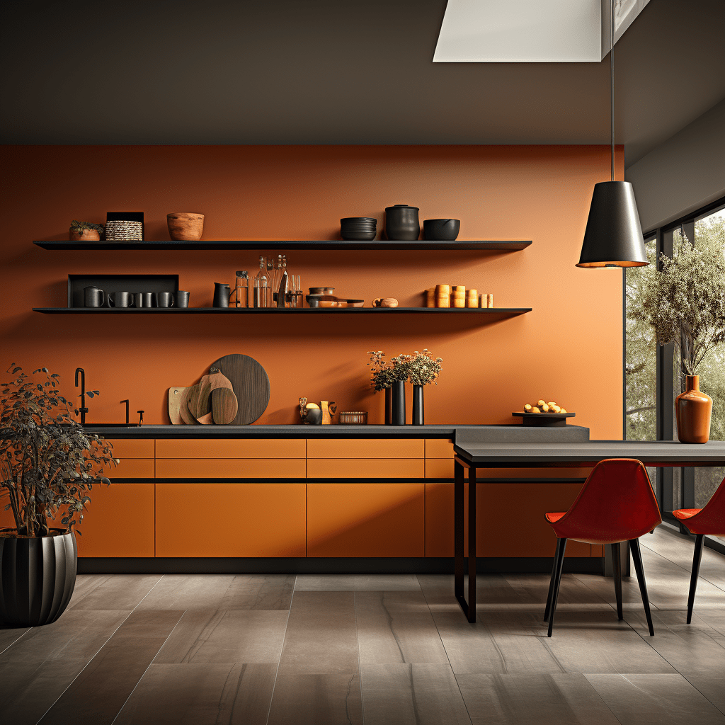 cuisine moderne orange et gris