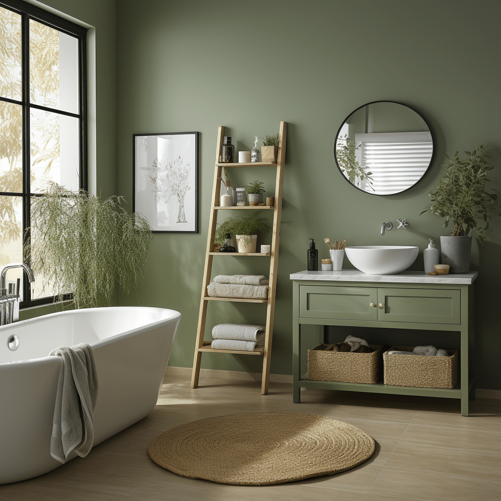 meuble salle de bain vert olive