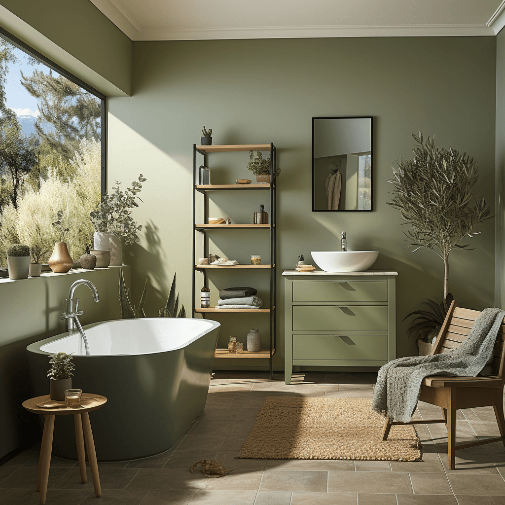 peinture salle de bain vert olive