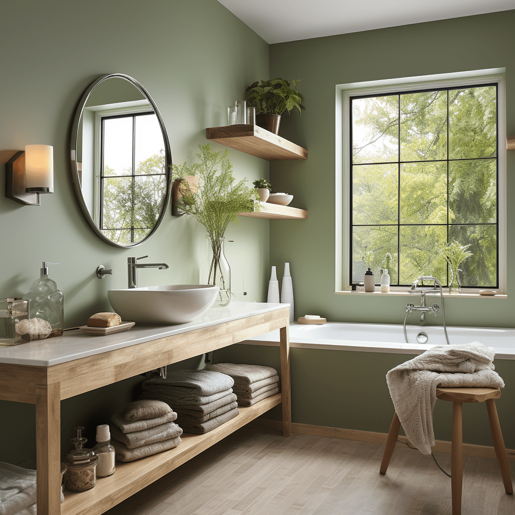 peinture vert olive salle de bain