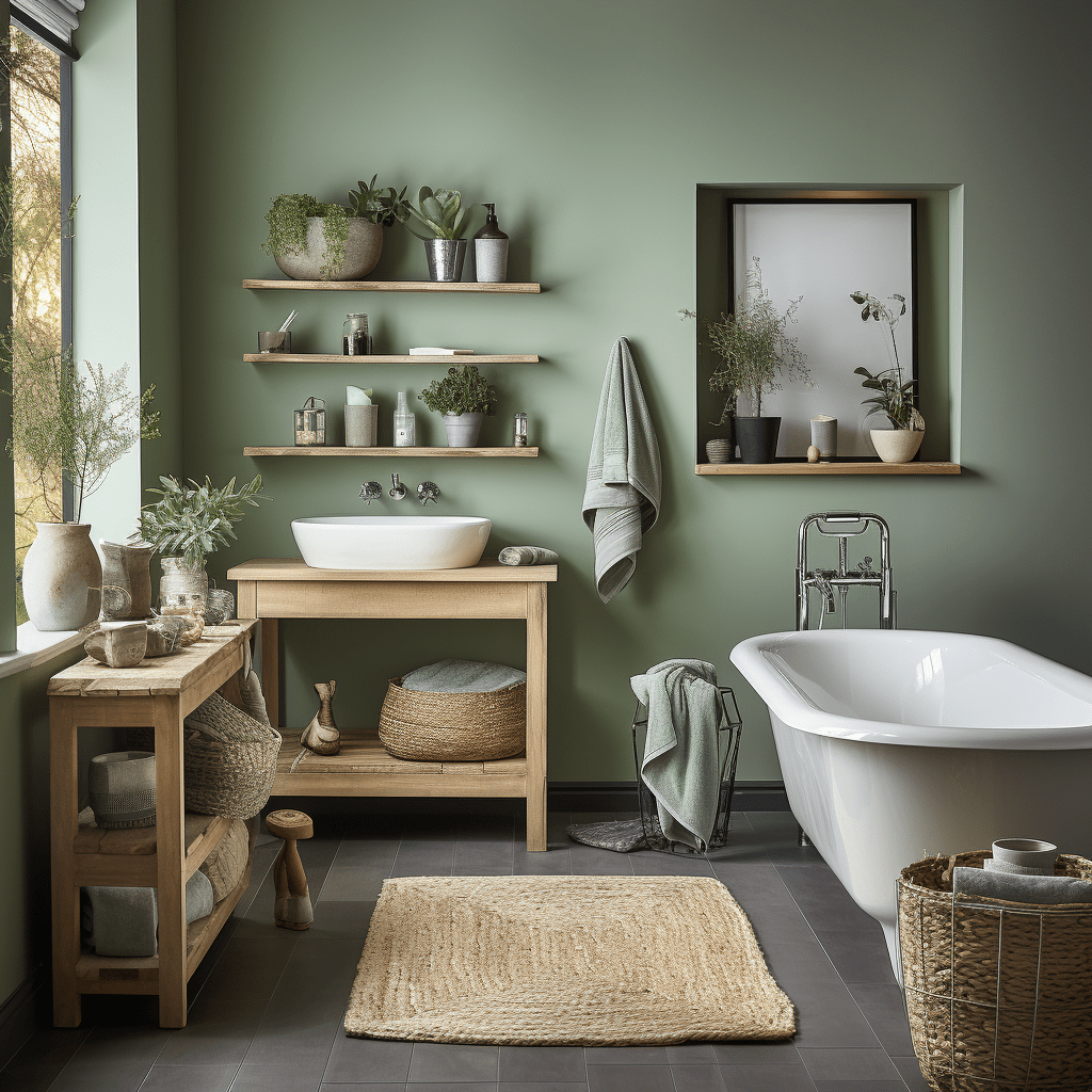 petite salle de bain vert sauge