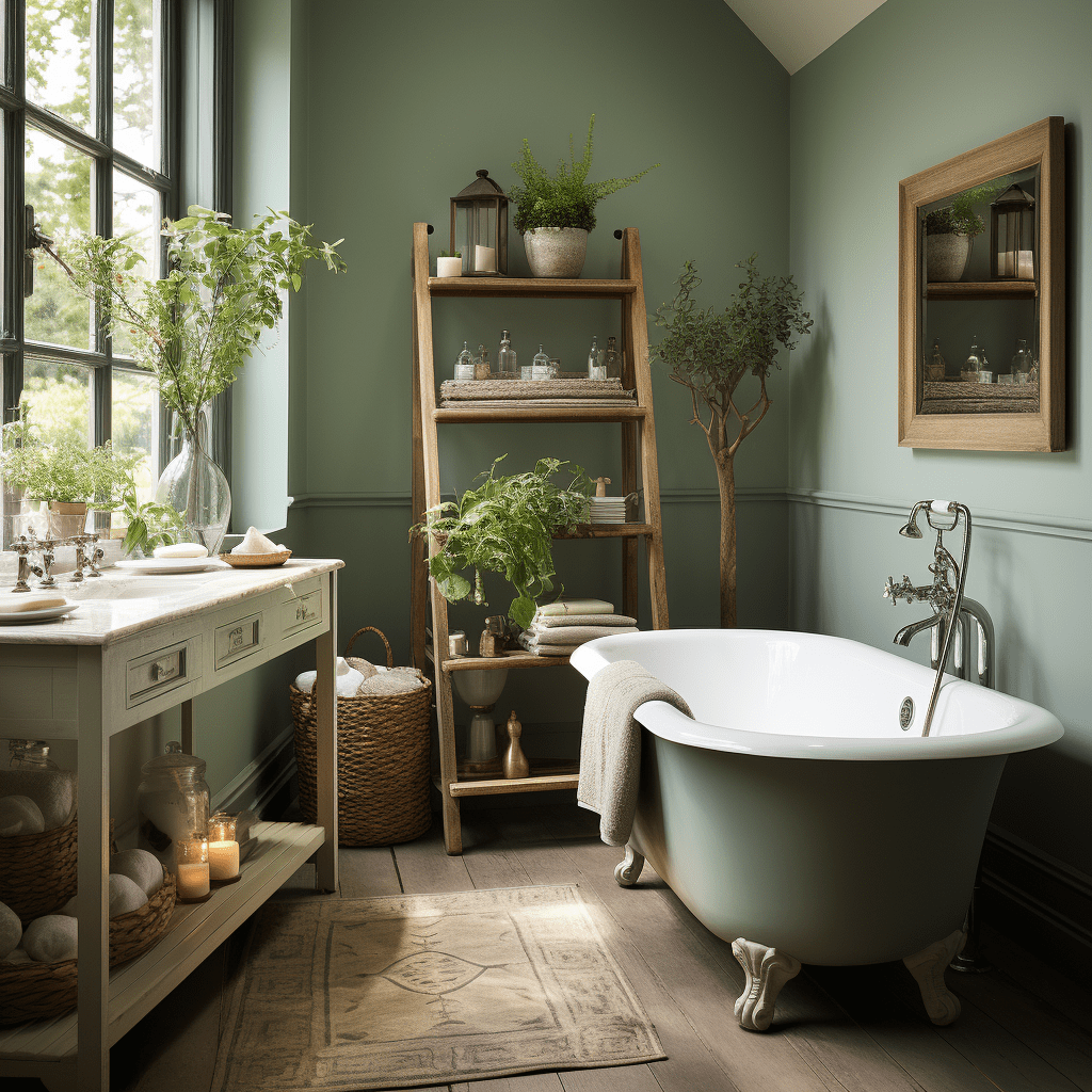 petite salle de bains vert sauge