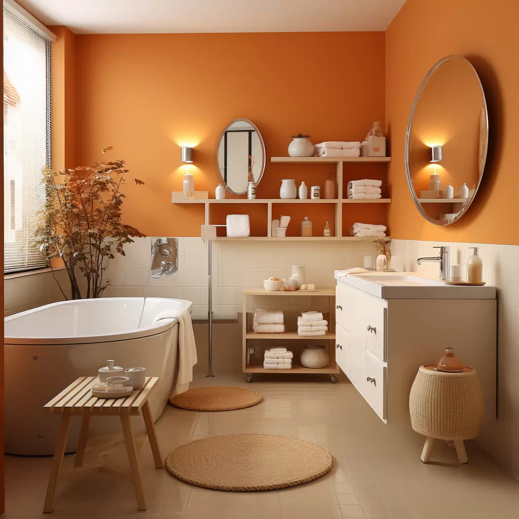salle de bain orange moderne