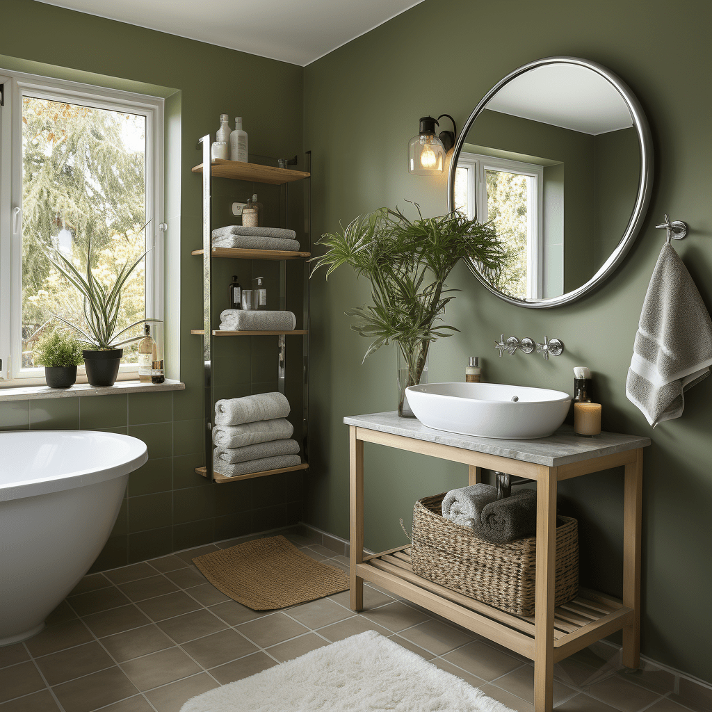 salle de bain vert olive moderne