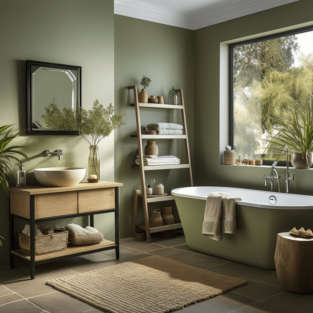 salle de bain vert olive tendance
