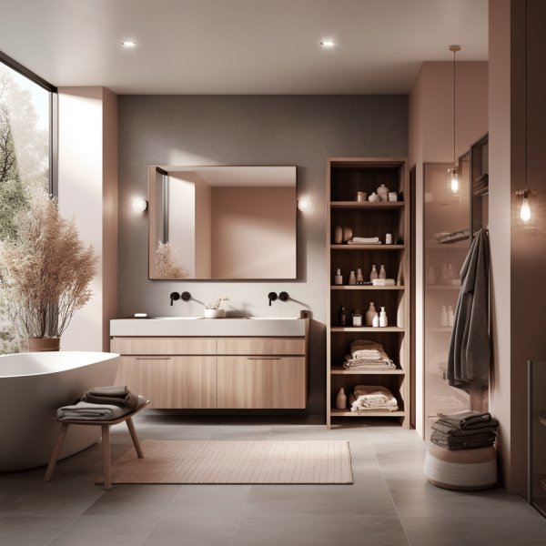 Salle De Bain Rose Poudr Et Gris