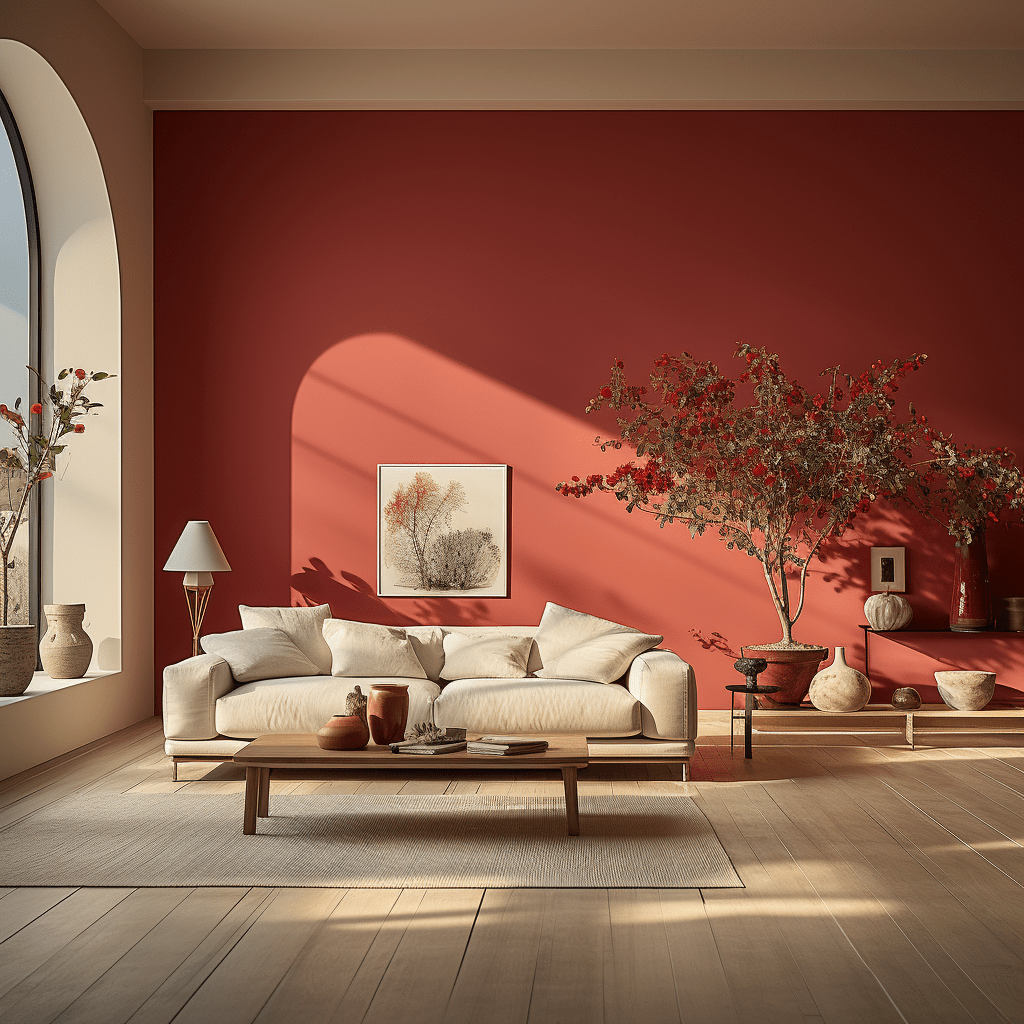 salon moderne rouge et blanc