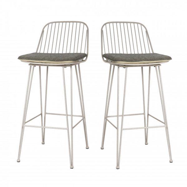 Lot de 2 chaises de bar design en métal 67cm - OMBRA Gris clair - Pomax