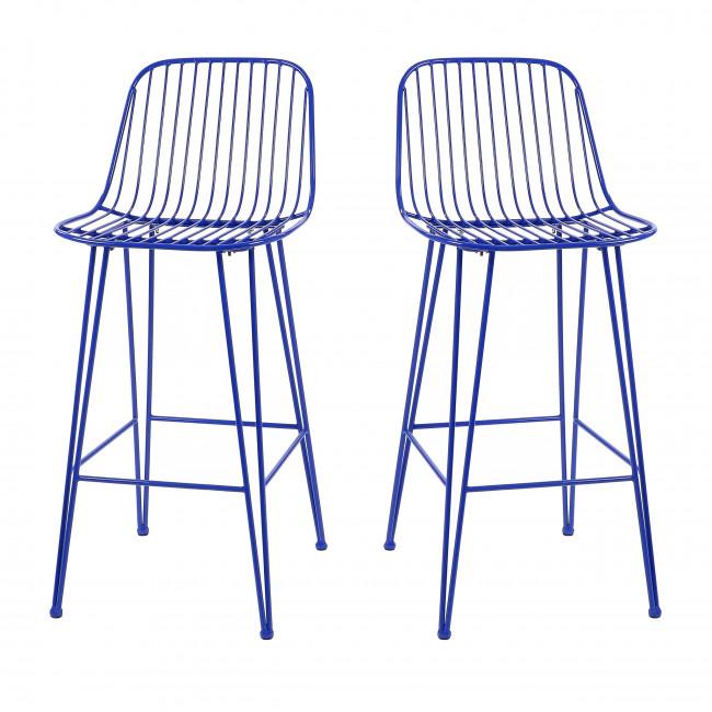 Lot de 2 chaises de bar design en métal 67cm - OMBRA Bleu - Pomax