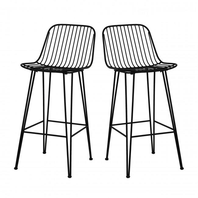 Lot de 2 chaises de bar design en métal 67cm - OMBRA Noir - Pomax