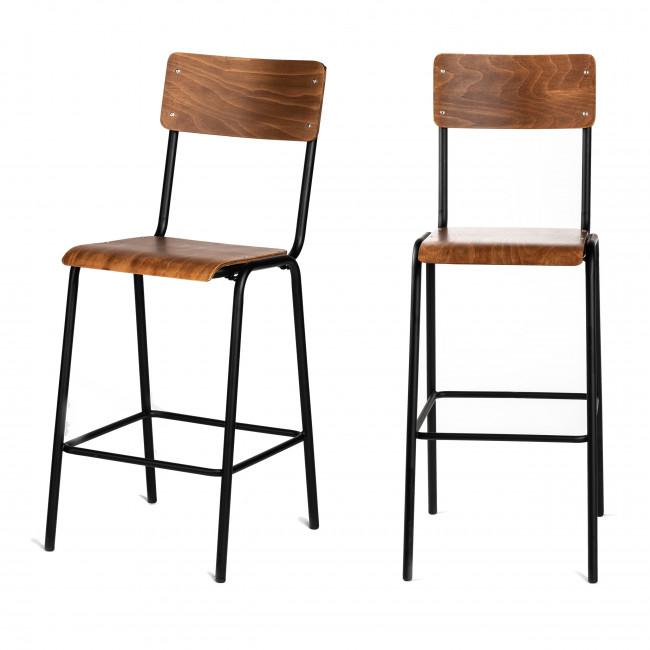 ARLET Lot de 2 chaises de bar métal et bois 67cm - ARLET Bois clair - Drawer