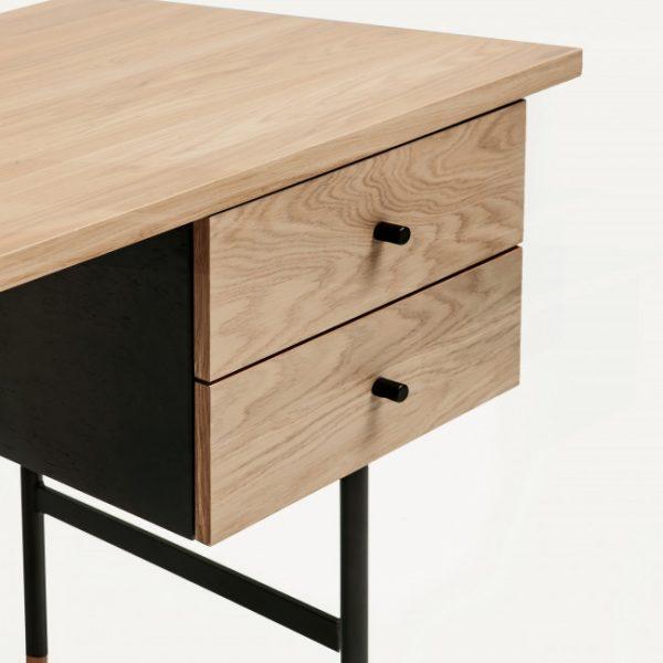 Bureau design bois et métal 2 tiroirs - JUGEND Bois clair - Woodman