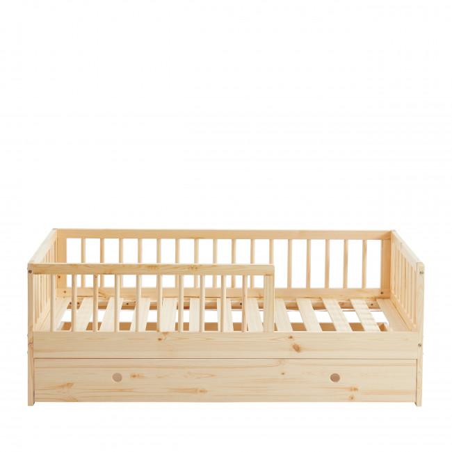 Cadre de lit pour enfant en bois massif avec tiroir 70x140cm - SASHA Bois clair - Drawer