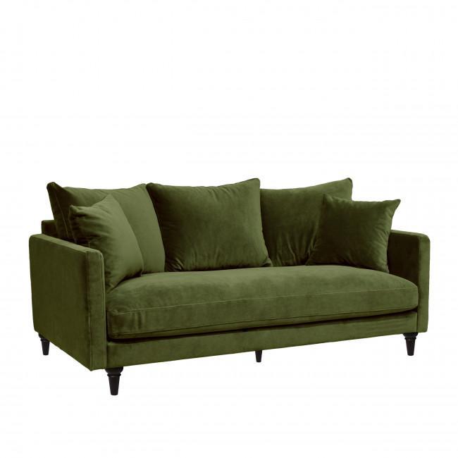 Canapé 3 places en velours pieds tournés - VILLABON Vert olive - Drawer