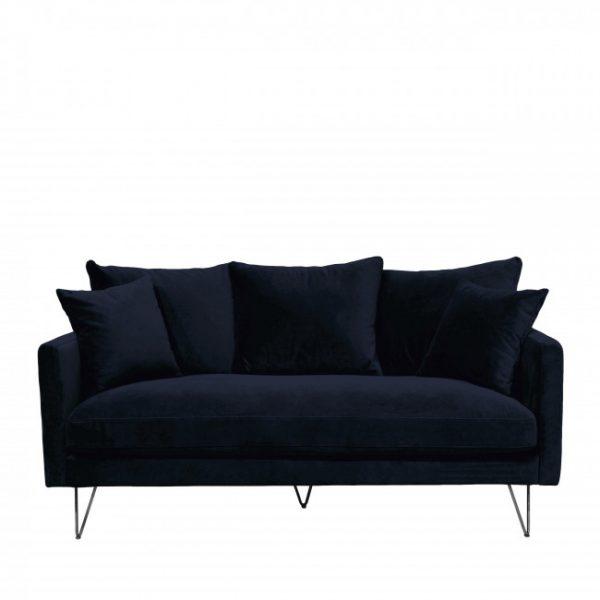 Canapé 3 places en velours pieds épingles noirs - VILLABON Bleu marine - Drawer