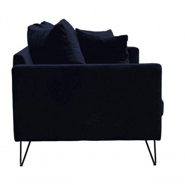 Canapé 3 places en velours pieds épingles noirs - VILLABON Bleu marine - Drawer