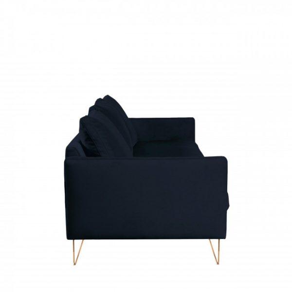 Canapé 4 places en velours pieds épingles dorés - VILLABON Bleu marine - Drawer